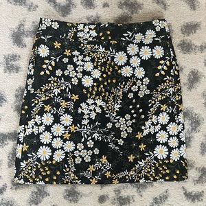 LOFT Black Floral Skirt